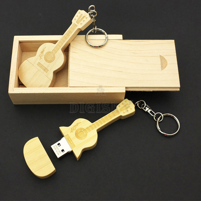 wholesale promotional eco-friendly wooden guitar USB flash drive