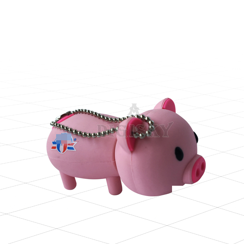 Wholesale cartoon pink pig USB flash drive memory chips 128GB