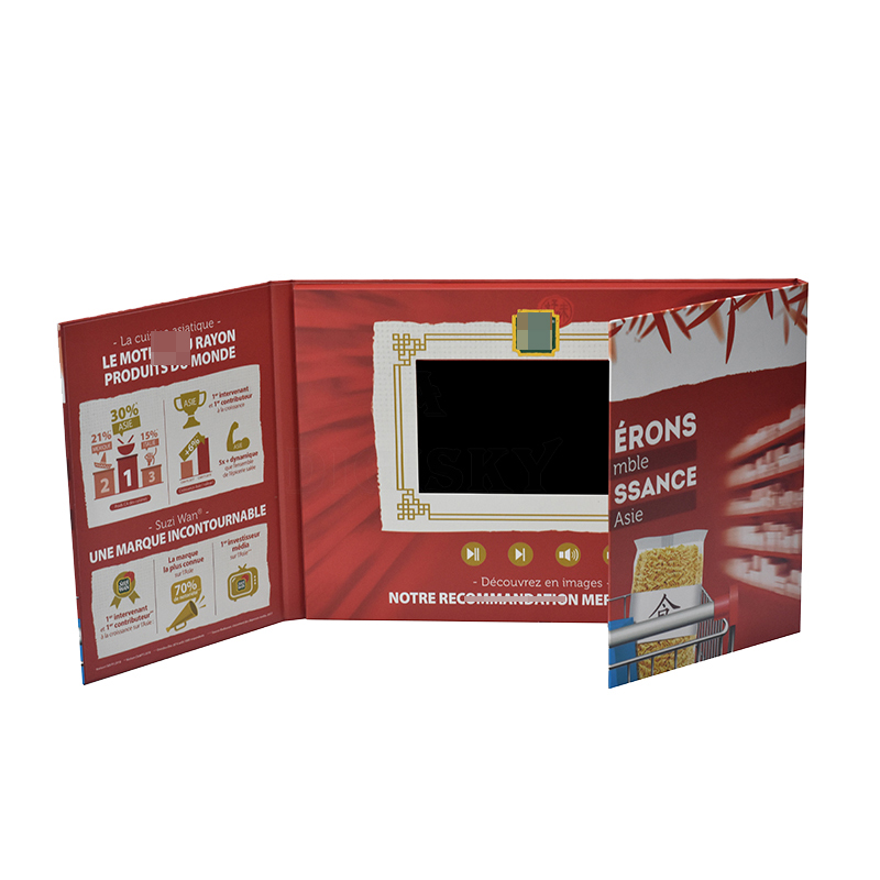 Mid folded hard cover video brochure book mailer with touch screen