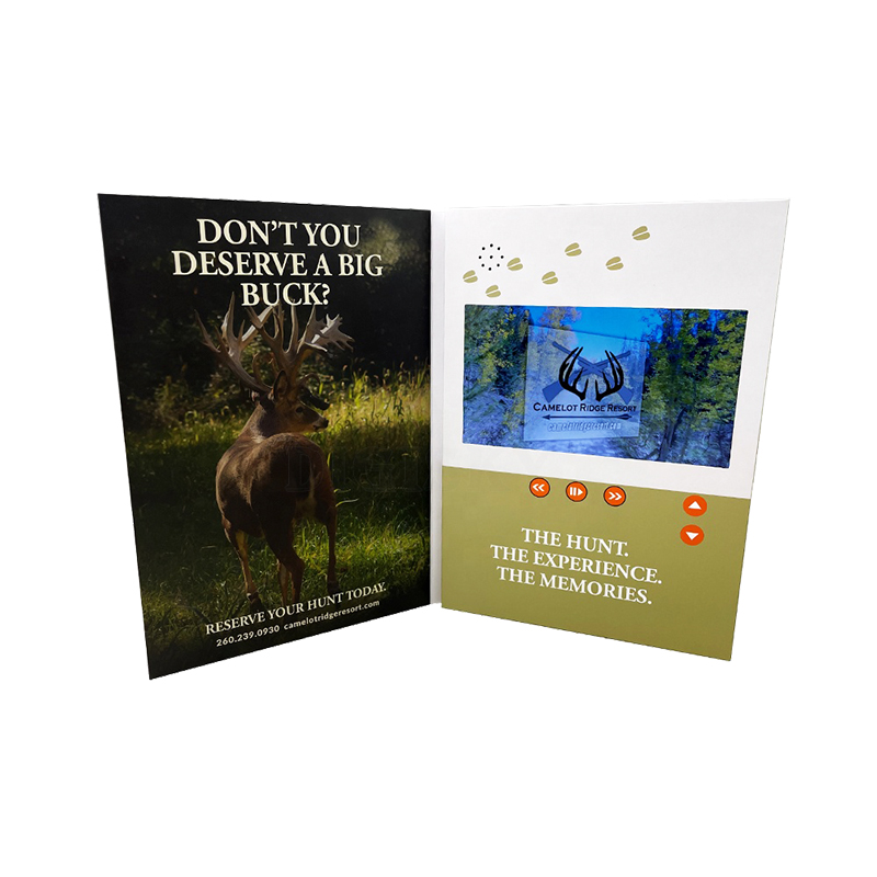 Portrait printed video brochure booklet with business slot