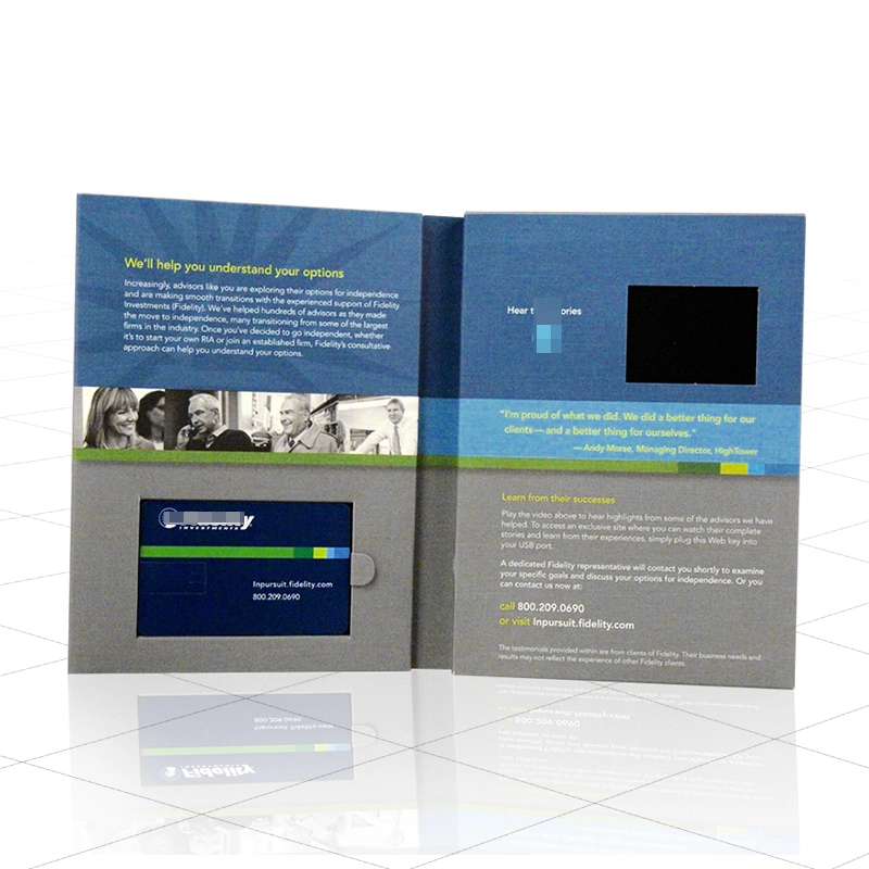 A4 hard cover video brochure greeting card with pocket